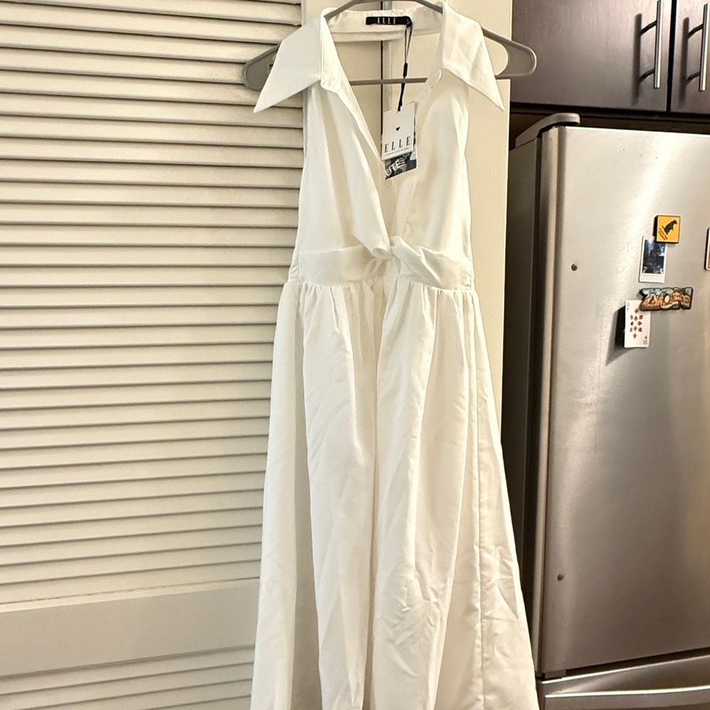 Elle White Halter Dress